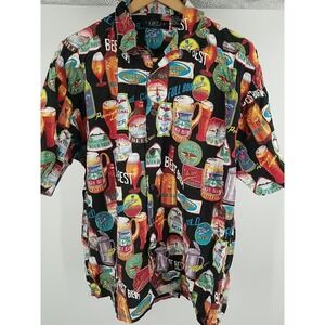 Cactus Black Label Mens Beer‎ Short Sleeve Button Up Shirt L Large